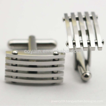 Fence Shaped Hollow Silver Stainless Steel Cufflink